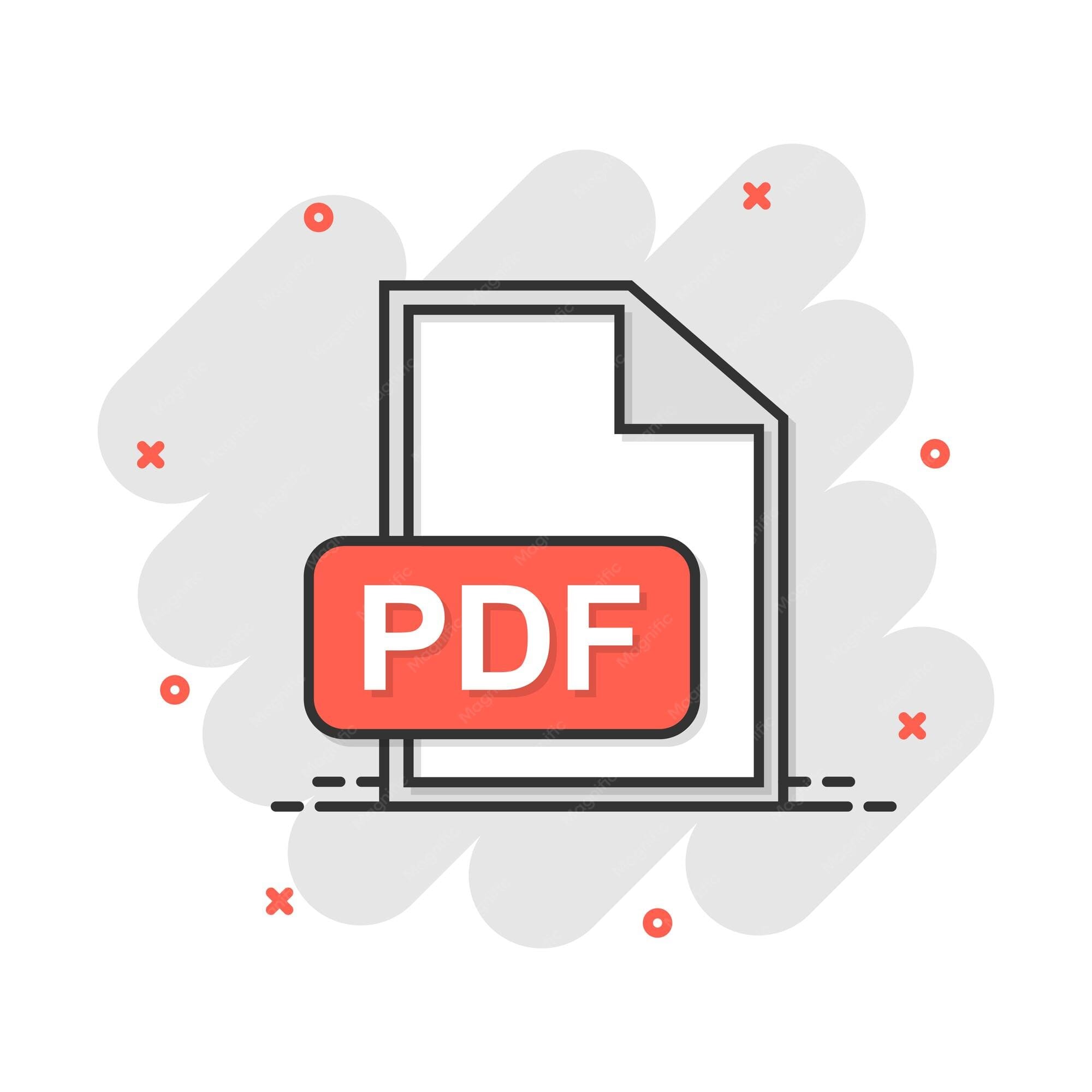 vector cartoon pdf download icon in comic style pdf format sign illust